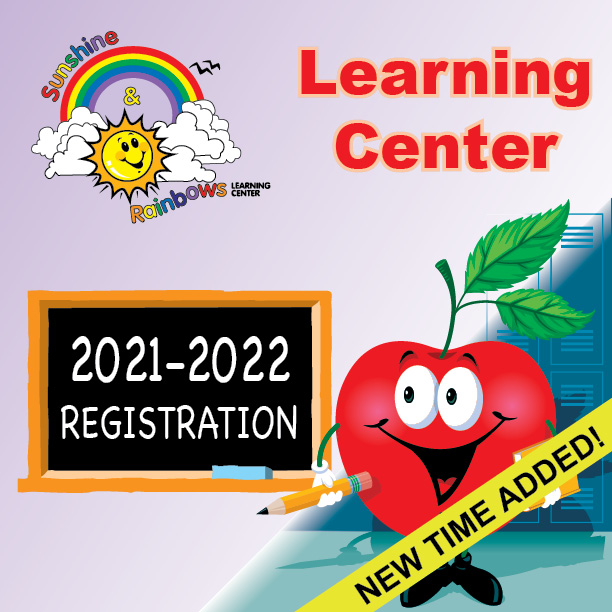 Due to popular demand. . .

Sunshine &amp; Rainbows Learning Center has added a new 2 year old program - Enrolling now!!!

MON - WED - FRI
12:15 - 2:45pm

Register now for
2021-2022 Sunshine &amp; Rainbows!

Please contact Karen Cooper (kcooper@jolietpark.org) for more information.