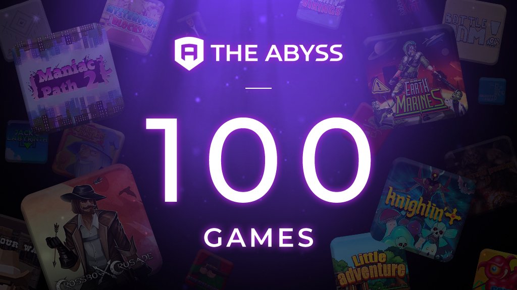 Not so long ago, we were excited about the first 50 games on #TheAbyss gaming platform, and now there are 100 of them! 🎉

It's time to expand the presence of The Abyss in the industry and open up new horizons by attracting bigger projects! Stay tuned!