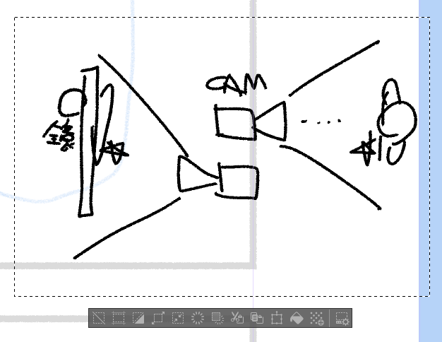 一瞬こんらんしたから図に書いて理解する
鏡の映り込み 
