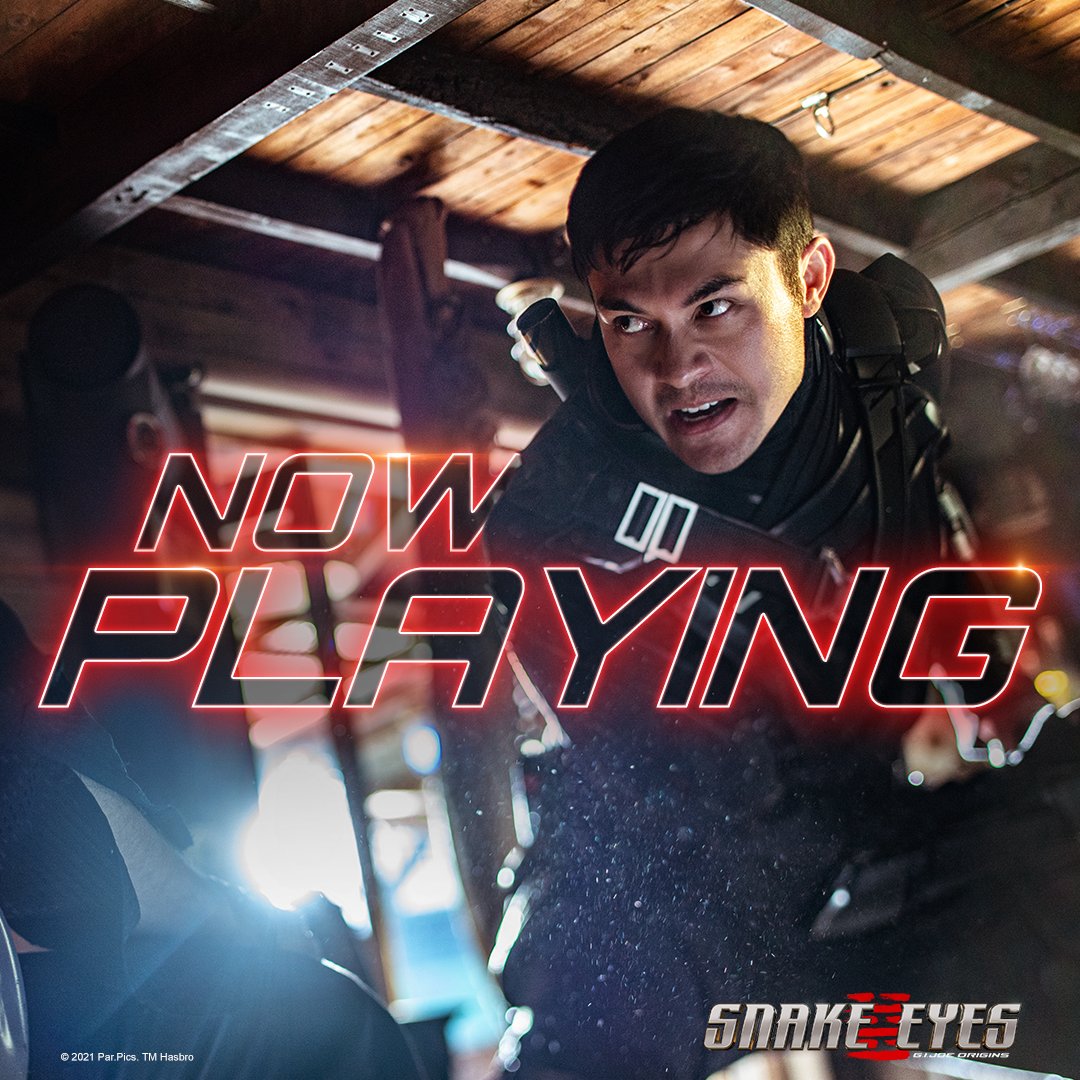 The wait is over! #SnakeEyes is NOW PLAYING only in theatres!💥 Get your tickets here: SnakeEyesMovie.com/tickets