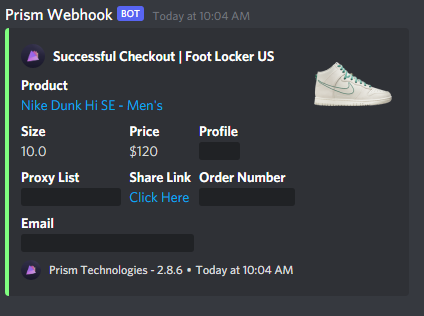 sagetansel's tweet image. Just for personal. Hit almost instantly. Thank you again to the following:

🤖: @PrismAIO
⚡️: @Sole_Proxies
🧑‍🍳: @mamiskitchenio @ChopsAndClips @SoleSocietyVIP
 💻: @hydraservers_