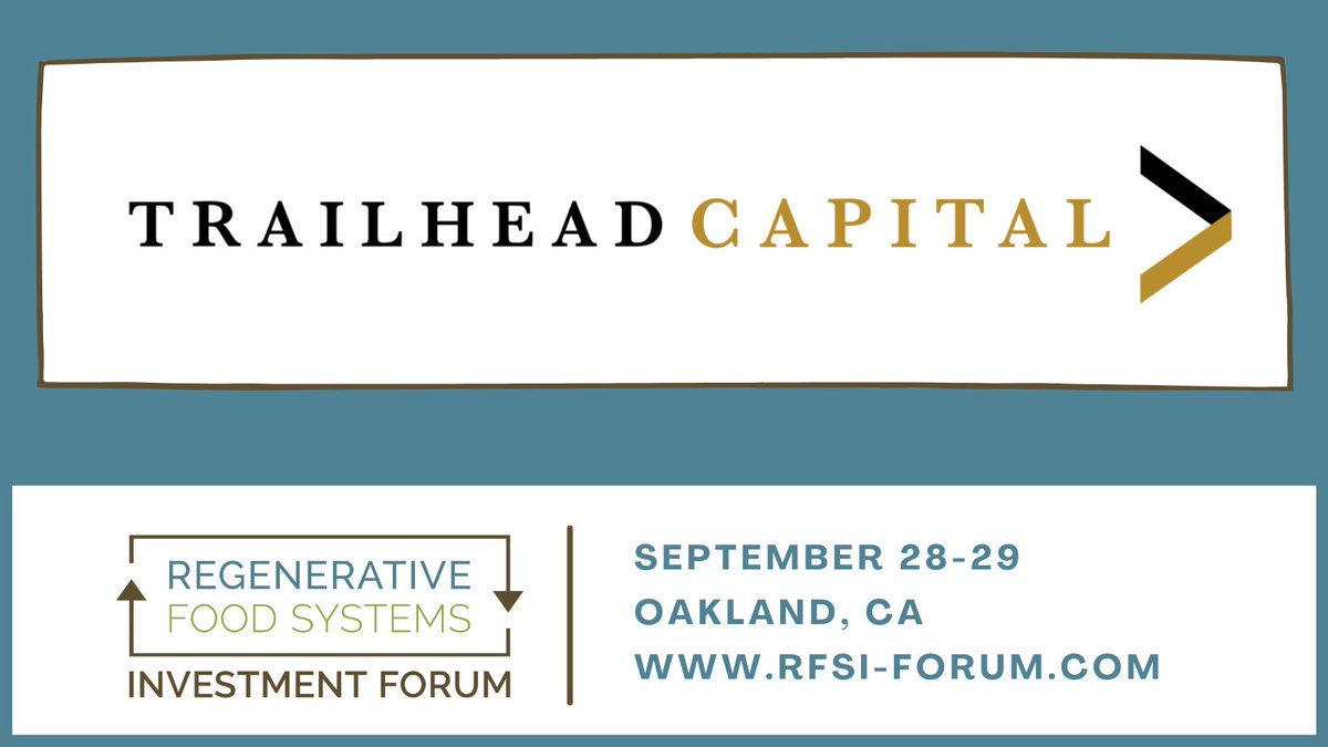 We're pleased to announce that Trailhead Capital is joining us as the Presenting Sponsor of the RFSI Forum! 
Join the Trailhead Capital team and many more on September 28-29 in Oakland: rfsi-forum.com/current-forum/
#regenerativeagriculture #foodsystems #investment #trailheadcapital