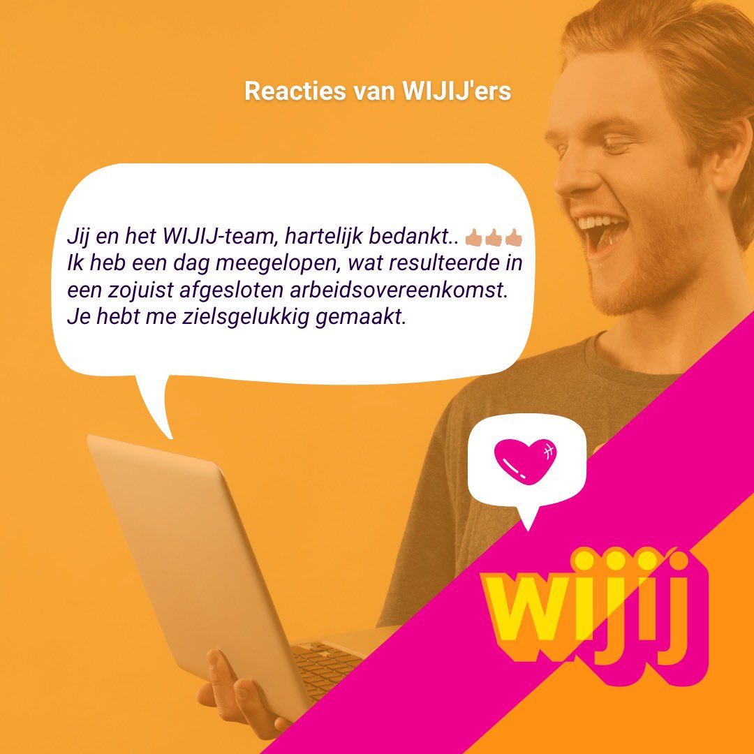 Waar wij energie uit halen? Van dit soort berichten van jullie! 

Heel veel plezier in je nieuwe baan 💪🏽 🤩

#WIJIJ #talent #werk #ontwikkeling #nieuwebaan