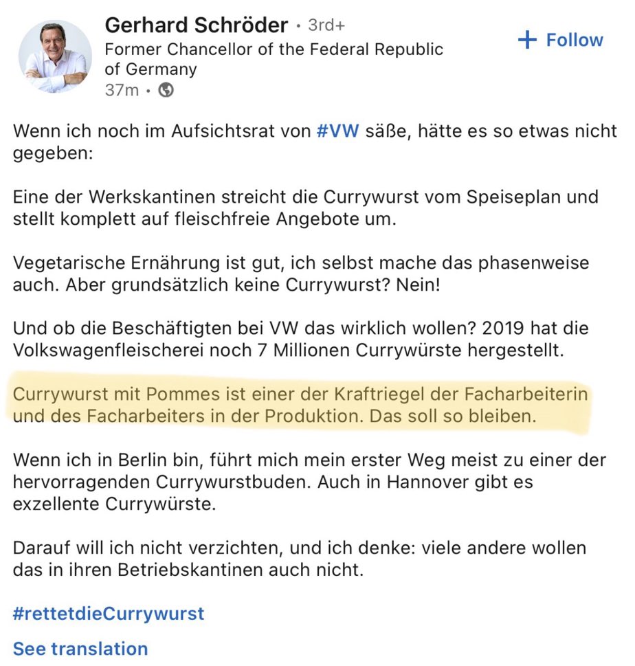 Genial, endlich eine weise Äußerung des ehemaligen Bundeskanzlers