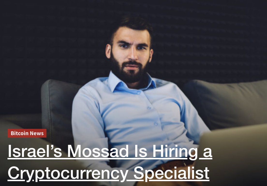 miloxchange's tweet photo. The Israeli intelligence service, Mossad, is now looking to hire someone who understands digital currencies. For more info: - https://t.co/MdQNLTBpW8 #cryptocurrency #cryptonews #bitcoin #crypto https://t.co/cEAaErrjgI