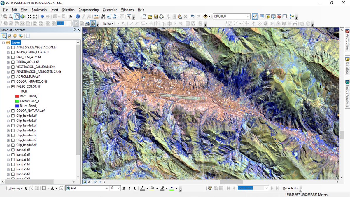 jesus_yatto's tweet photo. Combinación de bandas de una imagen Landsat 8 de la ciudad del Cusco, desarrollado en el curso "Procesamiento de Imágenes Satelitales con ArcGIS”, desarrollado en la empresa @HelpGIS
1.-Color natural 4-3-2
2.-Falso color 7-6-5
#Cusco #helpgis #GIS https://t.co/roTjHwTorl