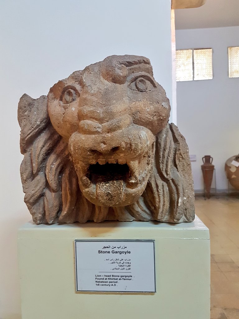 A Lion's head stone gargoyle from Khirbet Al Tannur for #WorldLionDay #Nabatean 1st century at the #amman citadel museum #WorldLionDay2021 #Jordan