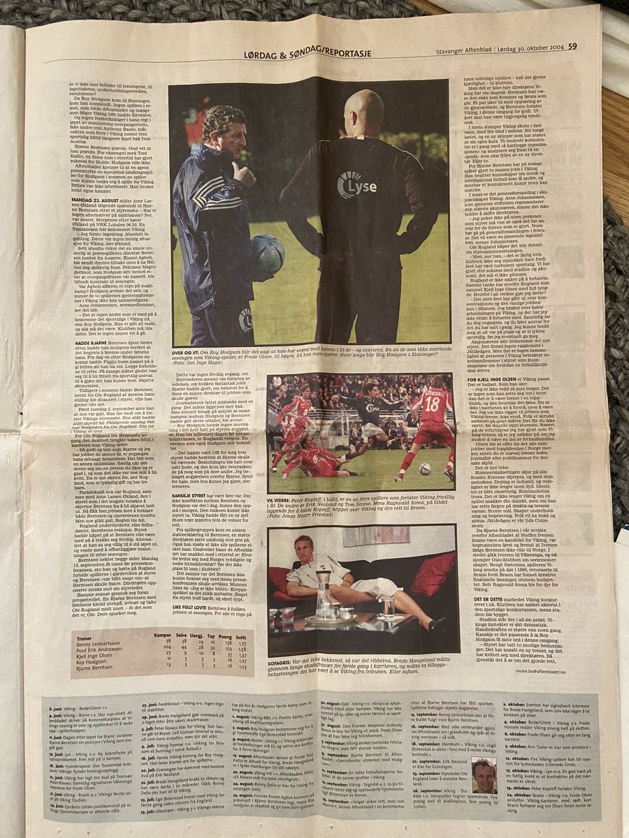Traff tilfeldigvis BB på vei til 2’er kamp igår. Fikk takket han for tre år som ga opprykk og cupgull. Fin fyr, god drøs, verden er liten. Ser i gamle avisutklipp at BB har vært i vinden før, bl a i 2004.  BB og Viking kommer alltid tebage, ikke sant ⁦<a href="/StigNilssen/">Stig Nilssen</a>⁩ 😀blådag