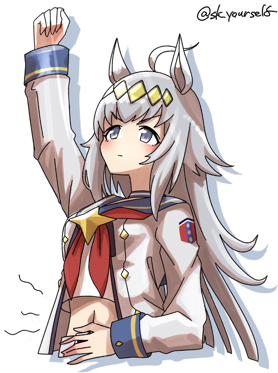 oguri cap (umamusume) 1girl animal ears solo horse ears ahoge grey hair long hair  illustration images