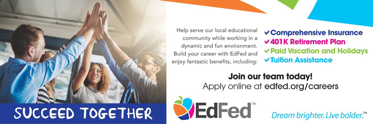 Announcing employment opportunities!  Join EdFed today and build a rewarding career as a valued member of our team!  Apply online at edfed.org/careers.