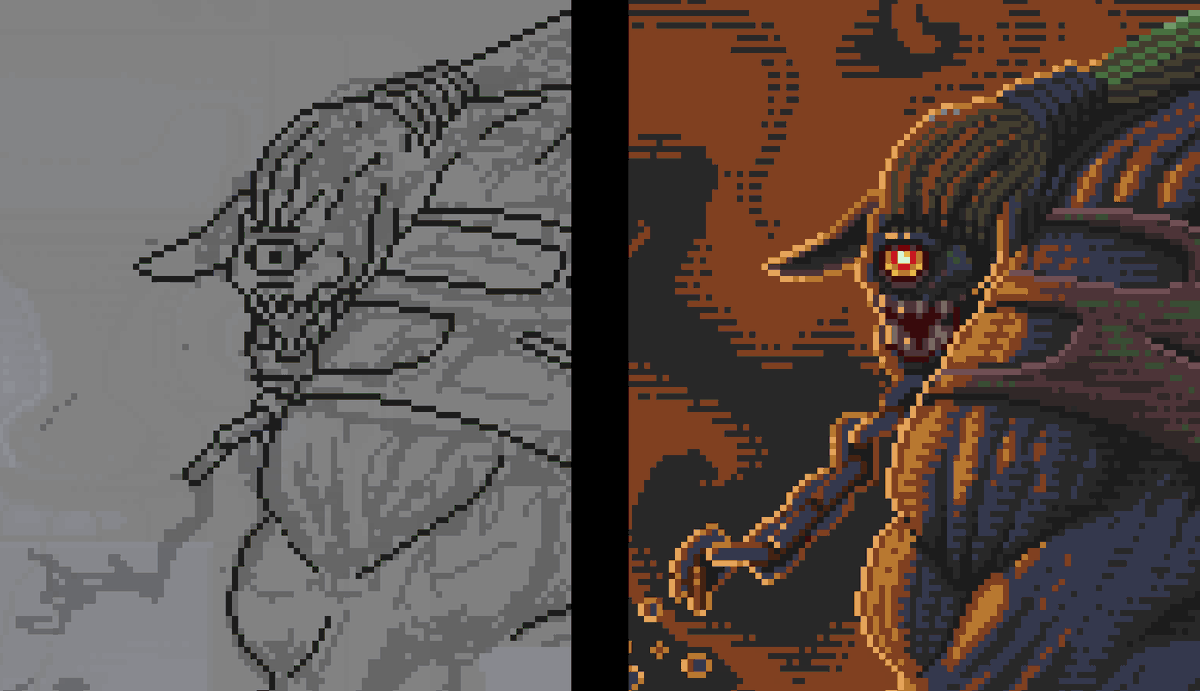 2d_artist's tweet photo. Next in my lineup of #Zelda a Link to the Past remakes: Hinox! Here's a cropped sneakpeek of sketch -> (probably not final) rendering.
#pixelart https://t.co/hbzi3o5QFw