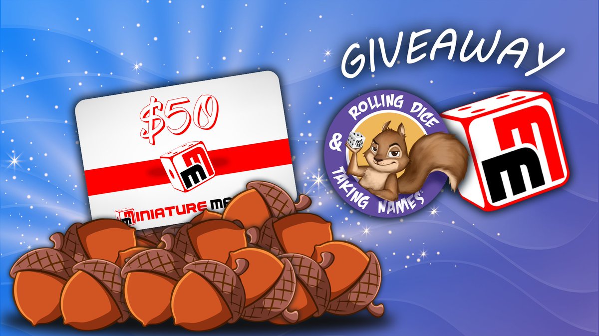 We're giving away a $50 gift card to Miniature Market! One way to enter is to RETWEET this tweet. Then listen to the episode for two more ways to enter!  Winner picked Aug 24 rolldicetakenames.com/2021/08/episod… Thanks to <a href="/MiniMartTalk/">Miniature Market</a> for sponsoring this contest!