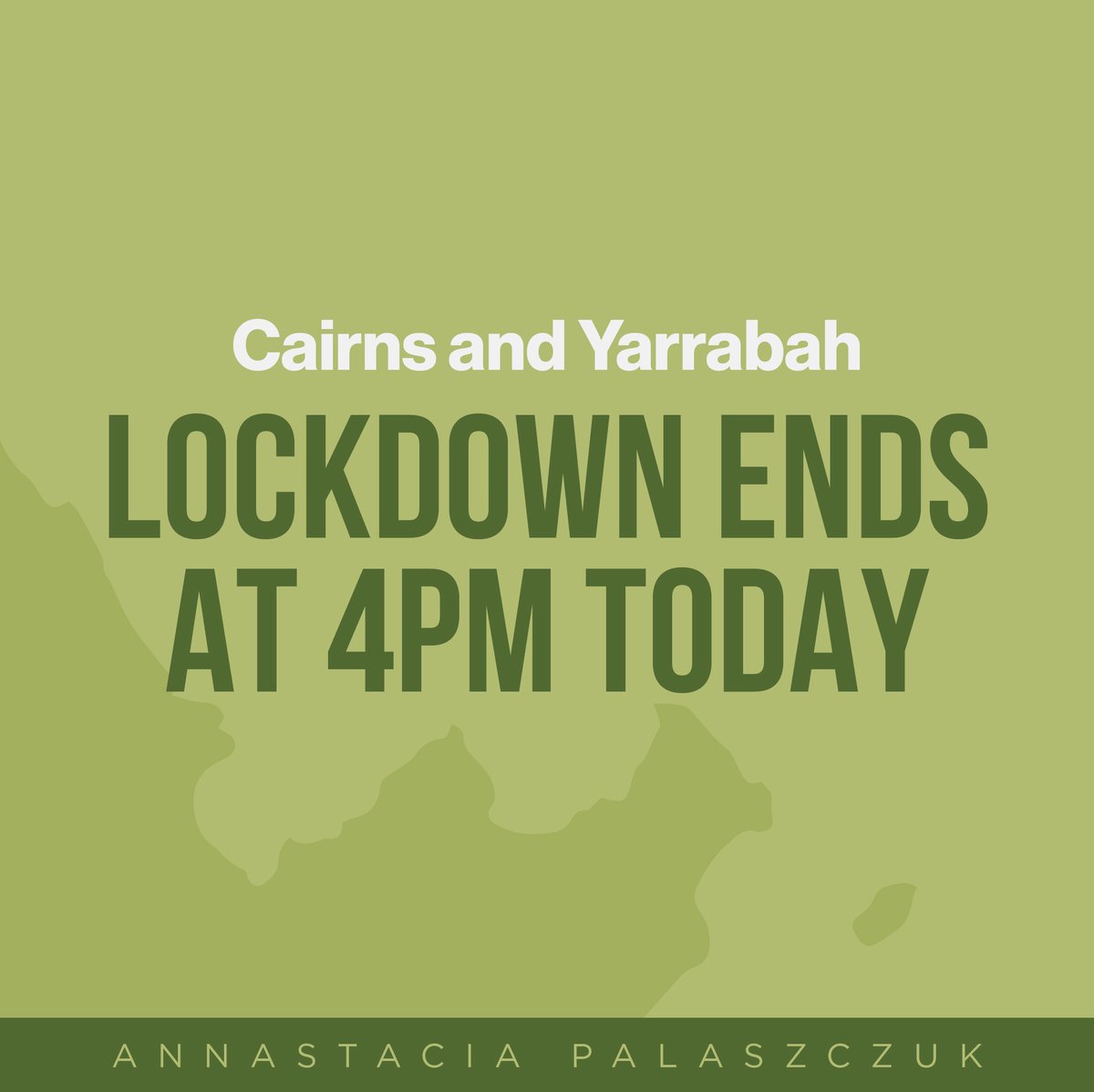 BREAKING: Lockdown will lift in the Cairns Regional Council and Yarrabah Aboriginal Shire Council local government areas from 4pm today.