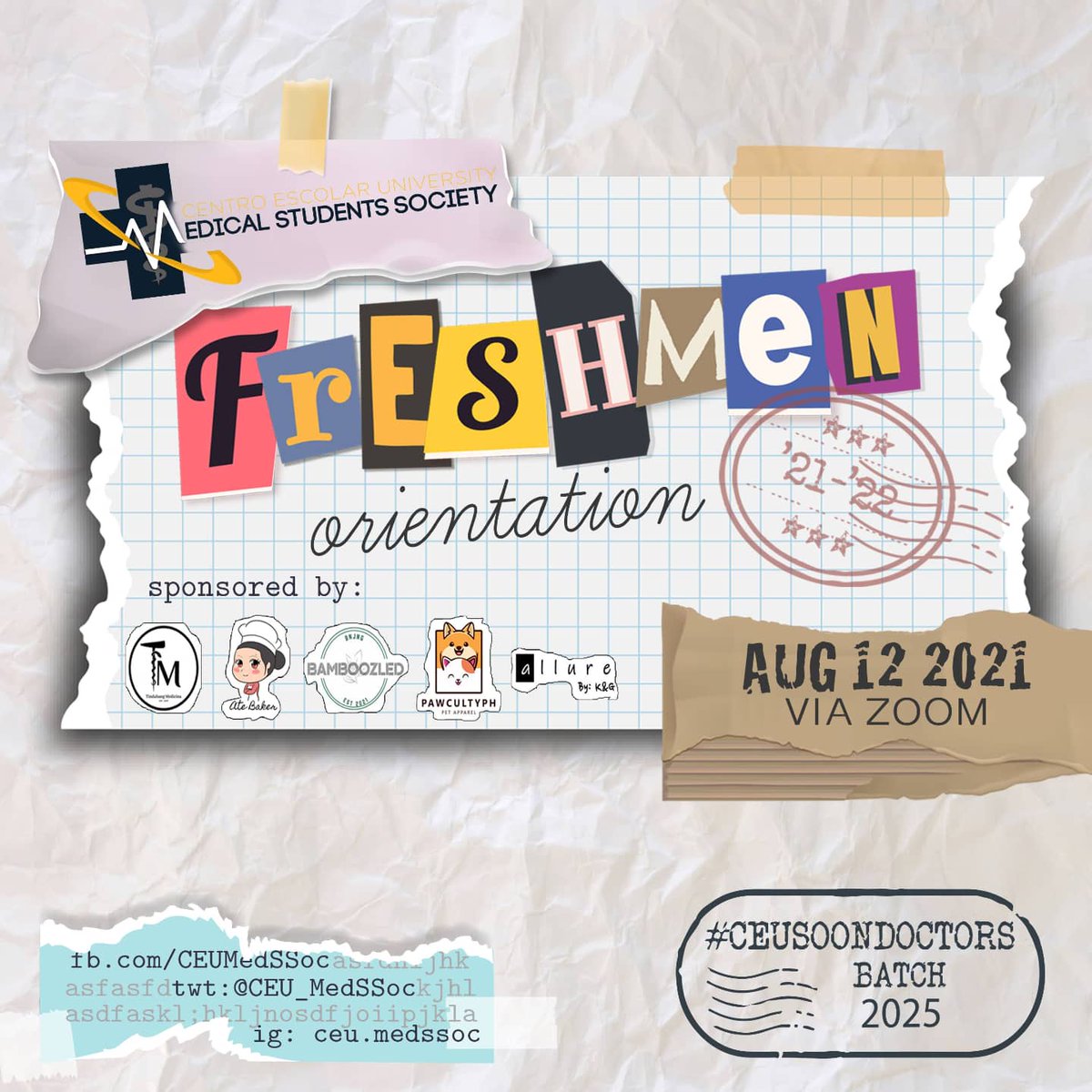 CEU_MedSSoc's tweet photo. Rise and shine, Escolarian Doctors!

We are all excited to welcome you to Centro Escolar University-School of Medicine. The CEU Medical Students Society prepared exciting games and prizes for the Freshmen Orientation tomorrow, August 12. 
See you there, CEU soon! 
#CEUSoonDoctors https://t.co/6opOjBMB7a