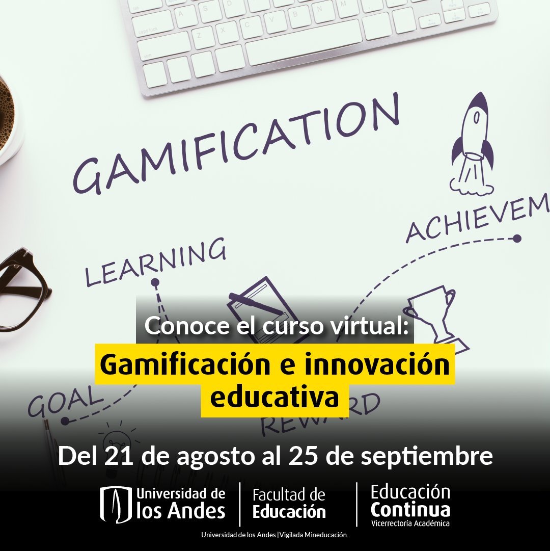 ¿Quieres aprender a crear sistemas ludificados para crear estrategias de gran impacto en el aula?

Inscríbete en el Curso Virtual #Gamificación e #Innovación  Educativa de <a href="/EdcoUniandes/">Educación Continua - Universidad de los Andes</a> <a href="/Uniandes/">Uniandes</a> 

📆 Del 21 de agosto al 25 de septiembre de 2021