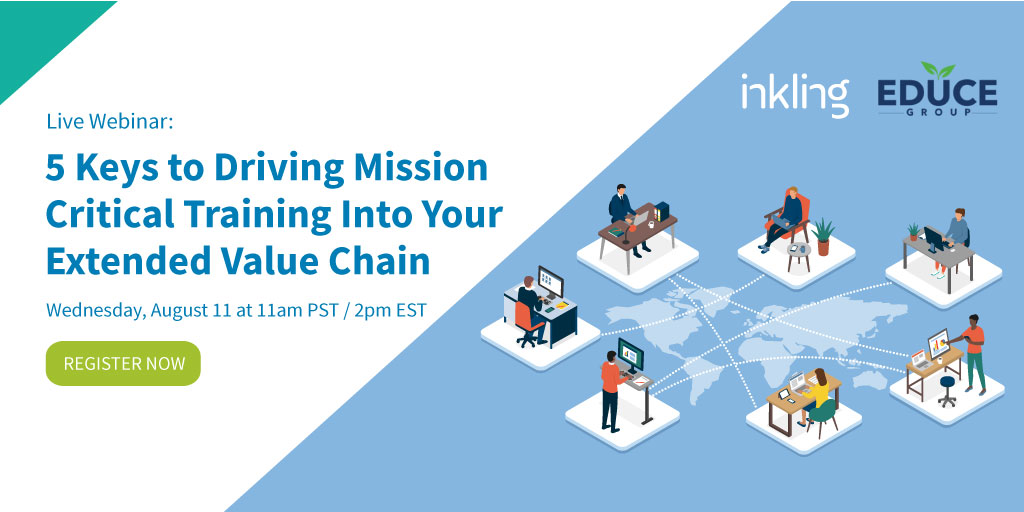 inkling's tweet image. LIVE WEBINAR TOMORROW:

There are significant benefits to training your #extendedenterprise using #InklingSF. Join our live webinar with @TheEduceGroup to hear more: bit.ly/3g59ng2 #LearningAtWorkspeed