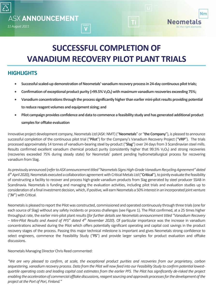 DunkenKBliths's tweet photo. Well done again @neometalsltd and @CuAuNiFeLiCoC
#Vanadium #testplant #complete #trial
Now on to the real thing... https://t.co/emOlZEd24i