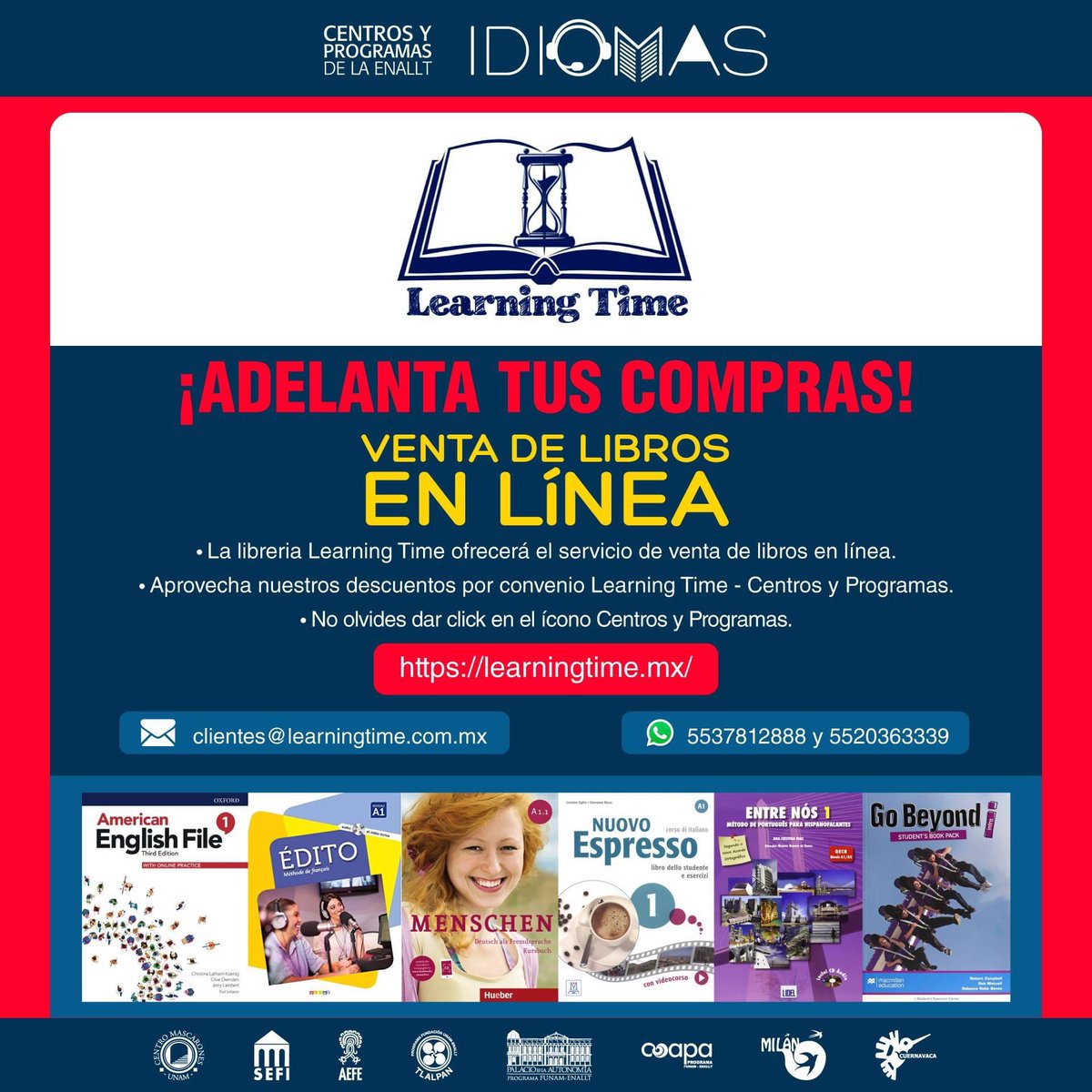 sefiorgmx's tweet photo. Libros a la venta de: Alemán, Francés, Inglés, Inglés para Adolescentes e Italiano. 📚
🔹https://t.co/91TxCUL27i
❇️IDIOMAS Ciclo 21-III
#Centrosyprogramas #idiomas #ENALLT #CDMX #UsaCubreBocasCorrectamente https://t.co/JAOiFhOsZD