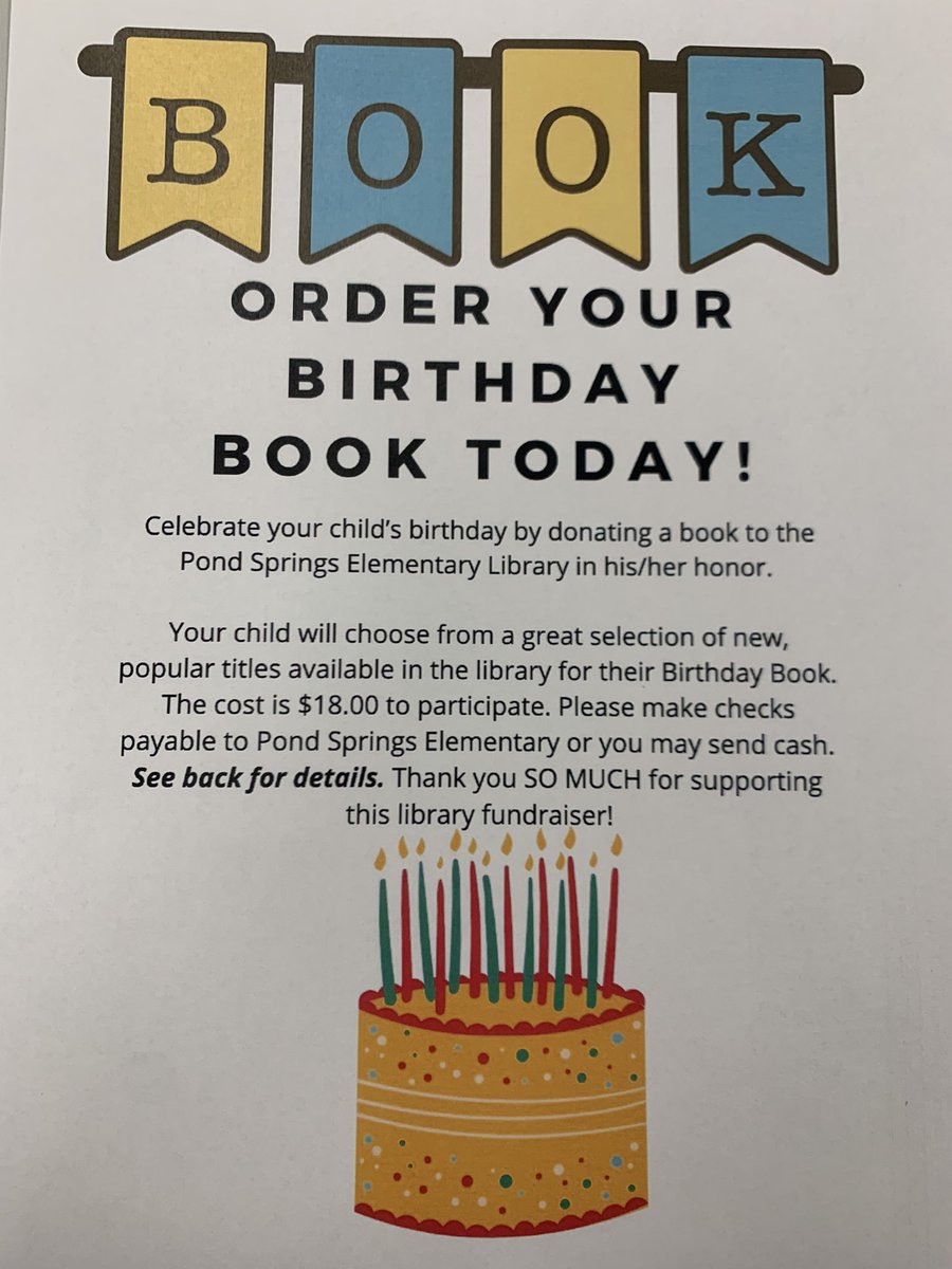 School is almost in session and I am happy to announce BIRTHDAY BOOKS ARE BACK! Check out the website for details and how to order. I’ll also be at supply drop off to take payments. Thank you for supporting the library!