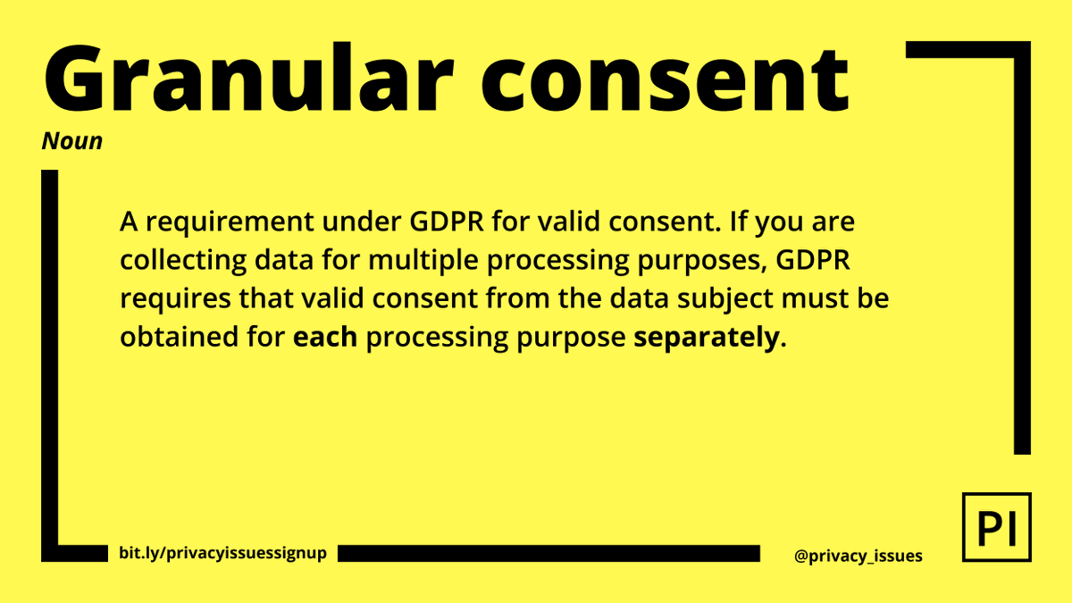 privacy_issues's tweet image. Granular #consent is when I collect data for multiple processing purposes and I...

TRUE ✅ obtain valid consent from data subjects for each processing purpose separately

FALSE ❌ use a &quot;accept all cookies&quot; button to get consent for all processing purpose at once

#GlossaryPI