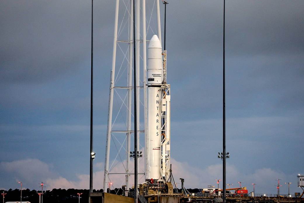 The <a href="/northropgrumman/">Northrop Grumman</a> Antares rocket &amp; Cygnus spacecraft are targeted for liftoff tonight at 5:56pm ET, from @NASA_Wallops! The #Cygnus spacecraft will carry nearly 8,200 pounds of cargo to the International Space Station.

Watch the launch live: nasa.gov/nasalive