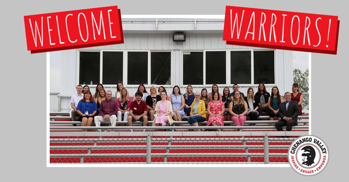 CVCSDWarriors's tweet photo. Chenango Valley is proud to welcome our newest Warrior hires! Today was the first day of orientation and included a bus tour of the district! #WelcomeWarriors #CVWarriorPride https://t.co/OdTFiCUp9j