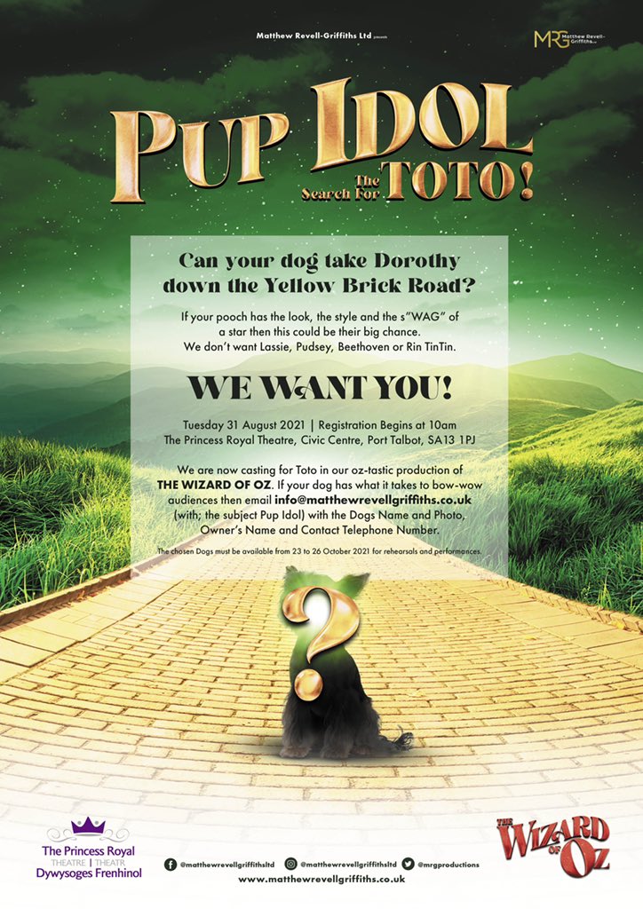 PUP IDOL
THE SEARCH FOR TOTO!

Details below. <a href="/PrincessRoyalTh/">The Princess Royal Theatre</a>