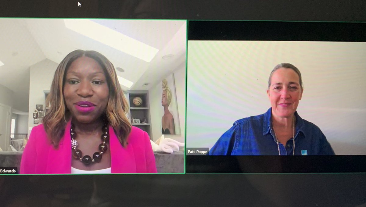 WESWomensEnergy's tweet photo. “Galvanize the team by leading with love” @poppepk chats with @SherinaEdwards about having a sense of purpose & human connection in our work. @PGE4Me #WES2021 #VirtualWES https://t.co/hw72aRraHW
