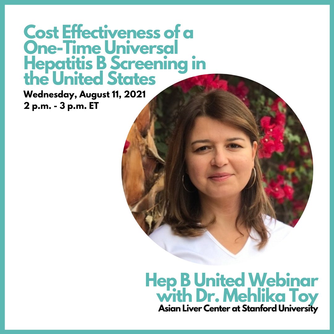 Dr. Mehlika Toy of the Asian Liver Center will be joining <a href="/HepBUnited/">Hep B United</a> tomorrow to discuss the results of a study assessing the impact of a one-time universal hepatitis B screening in the United States. Register for her webinar today: register.gotowebinar.com/register/44618….