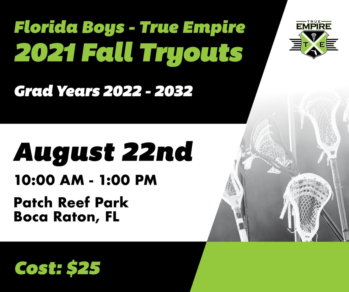 Tryout #2 Welcome to best program in the state!
Don't miss out! <a href="/Dougshanahan/">Doug Shanahan</a> <a href="/doug_shanahan/">Doug Shanahan</a> <a href="/NexstarLacrosse/">Nexstar Lacrosse</a> @FLC_Tweets <a href="/FloridaLX/">FloridaLacrosseNews</a> #lacrosse #tryouts truelacrossefl.leagueapps.com/events/2343741…