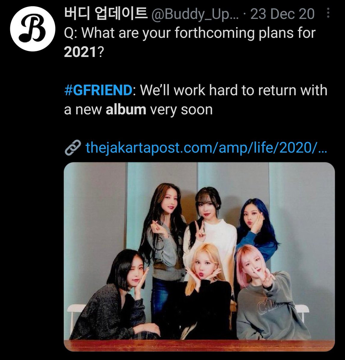 GFRIENDSparkles's tweet photo. "GFRIEND wanted to disband"

Then tell me,
Why did they talk about releasing an album in 2021? 

Why did Sowon say her favorite GFRIEND song was an unreleased one? 

Why did Umji say she would try a new signature for the new album?

Why did Sowon literally say GFRIEND isn't over? https://t.co/u3FOeoTt4E