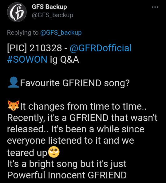 GFRIENDSparkles's tweet photo. "GFRIEND wanted to disband"

Then tell me,
Why did they talk about releasing an album in 2021? 

Why did Sowon say her favorite GFRIEND song was an unreleased one? 

Why did Umji say she would try a new signature for the new album?

Why did Sowon literally say GFRIEND isn't over? https://t.co/u3FOeoTt4E