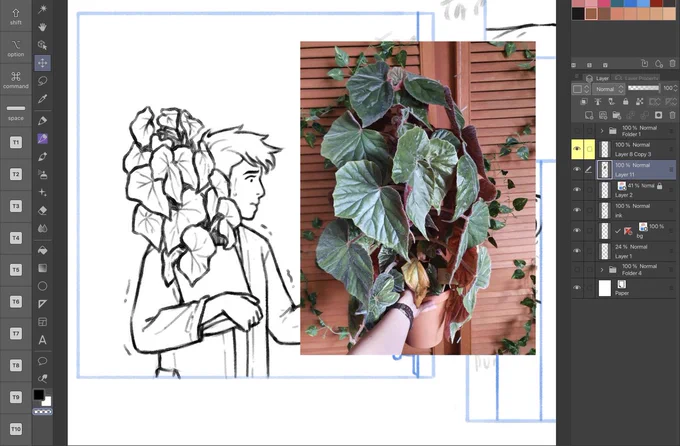I like being able to reference my plants! This is my begonia `oldemor' :&gt;What references have you been using lately? A lot of mine are awkward selfies, so I'm grateful for moments like these. 