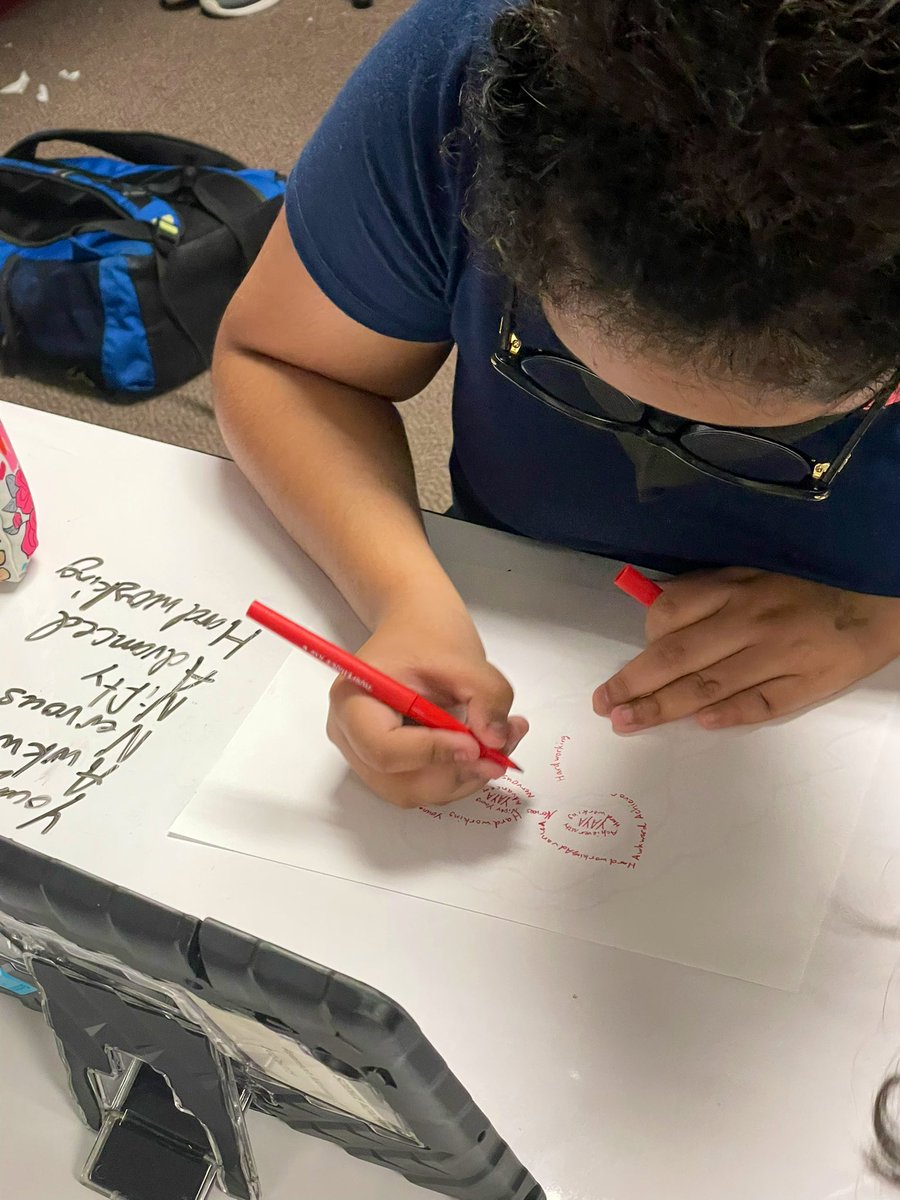 We created text self portraits! We challenged our brains to draw a non-symmetrical object (our faces) and then used words to describe us to create some fabulous art! Proud of these <a href="/GowanGators/">Gowan Science</a> for being brave, trying something new and trusting the process! #gatorsareamazing