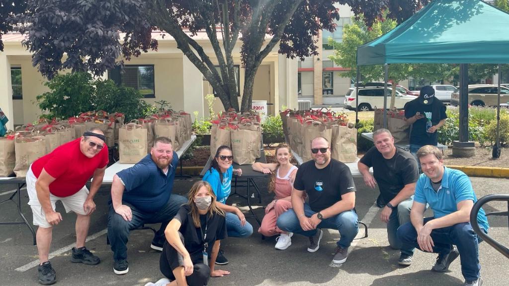 Community service continues through the great work of this Oregon team! A big thank you to this group for putting together food boxes for families in the Cornelius community. #LifeAtATT