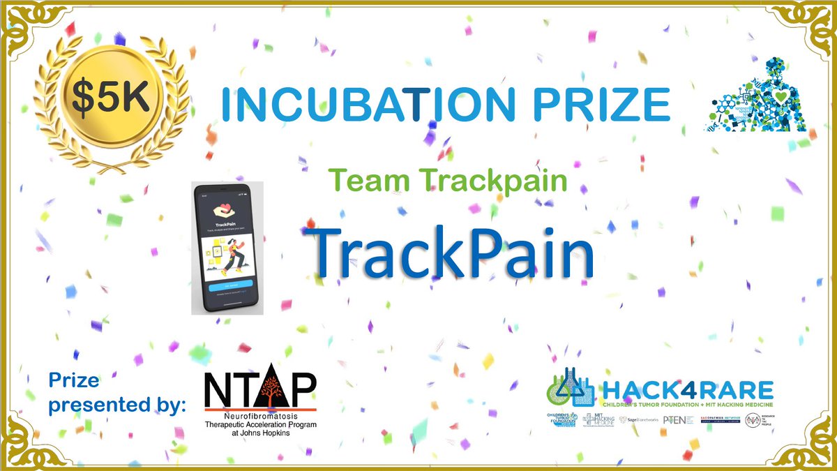 mithackmed's tweet image. Congratulations to Team TrackPain for winning $5,000 Incubation Prize at #Hack4Rare #hackathon!!

#raredisease #healthcare #innovation #Entrepreneurship 

@ChildrensTumor @RASopathiesnet @PTENFoundation @Research2People @Sagebio