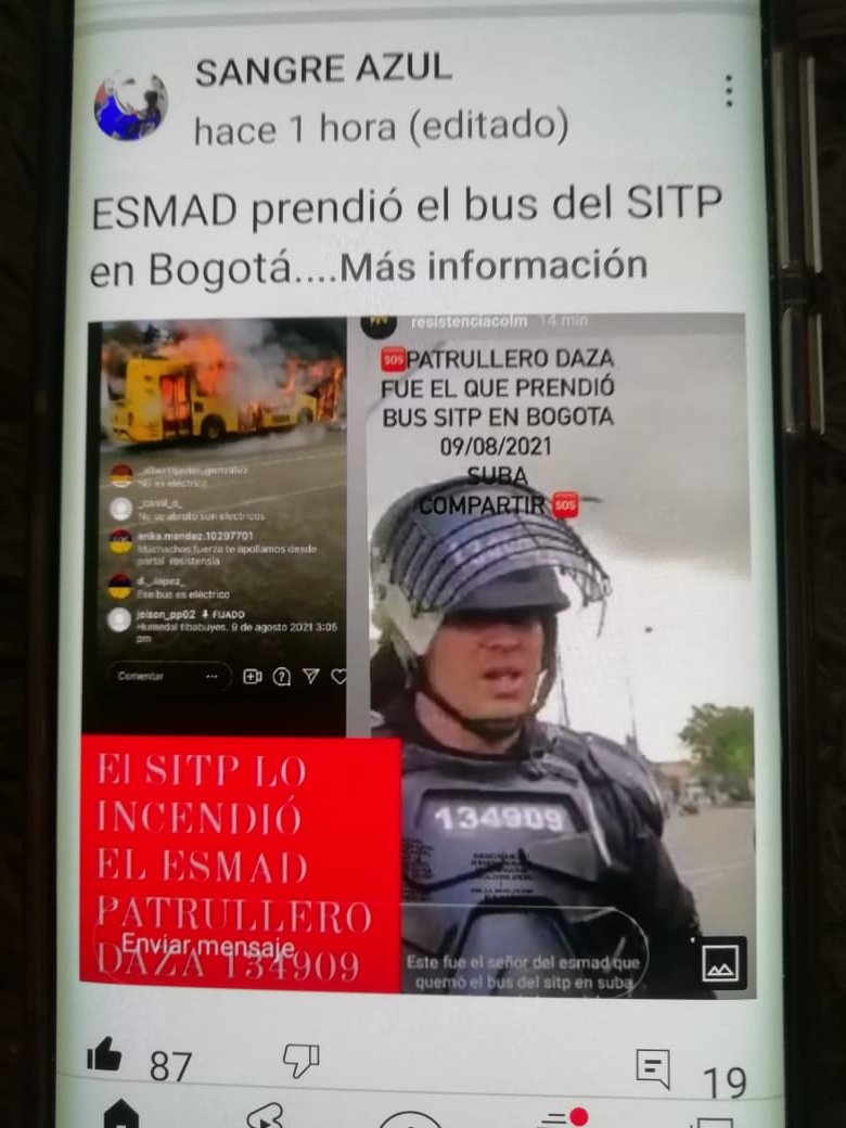 Sarita72158758's tweet photo. Aquí esta el vándalo que quemo  el bus de sitp no desinforme al televidente con sus mentiras 👇Prueba contundente. https://t.co/ED5DMalmUK