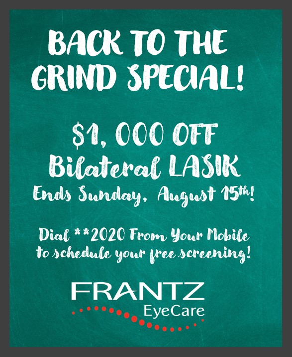 FrantzEyeCare's tweet photo. Take advantage of $1,000 Off Bilateral LASIK at Frantz EyeCare by scheduling your free LASIK screening this week!
#TeamFrantz #BetterVisionBetterLife https://t.co/4xUloVbOg3