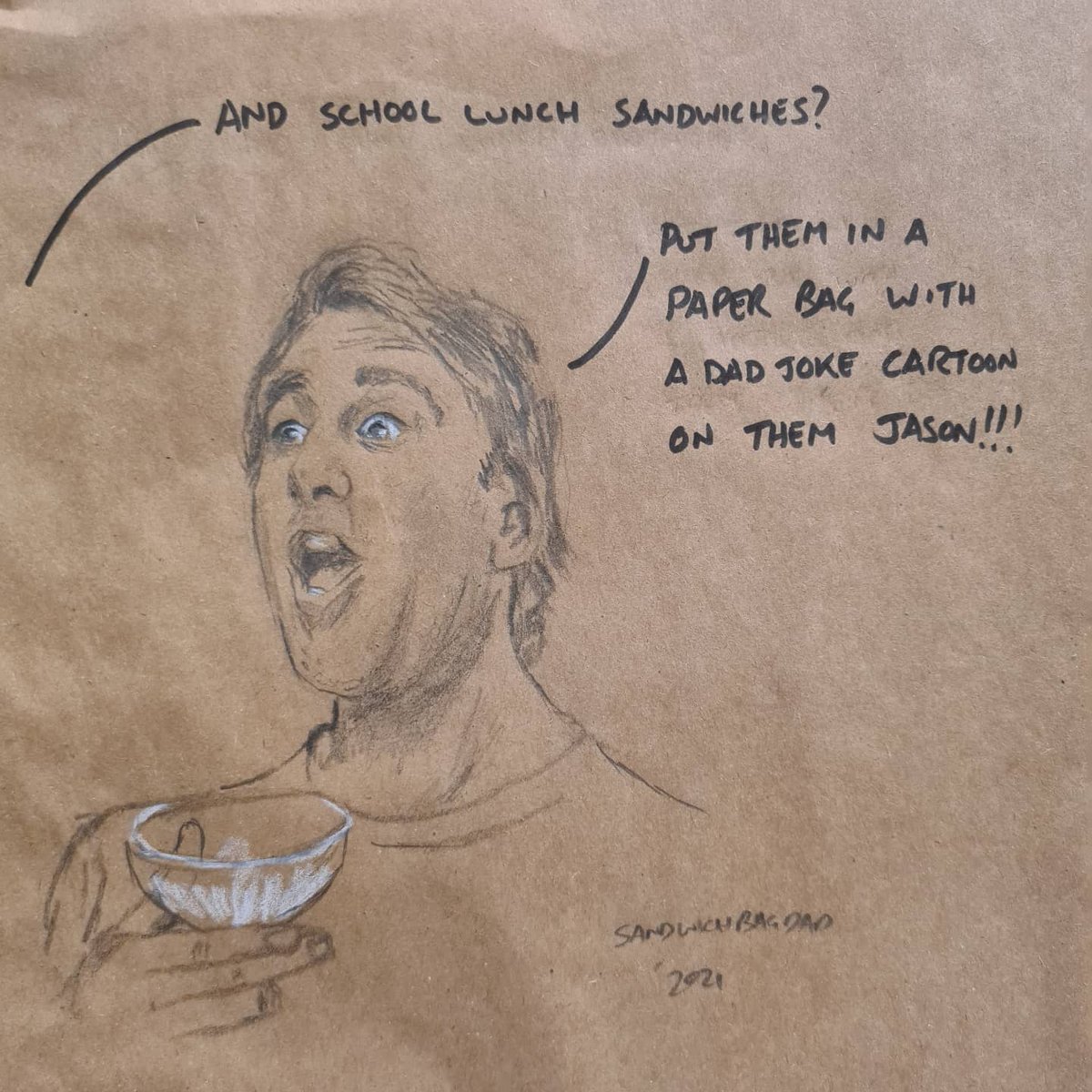 You'll need to be a Jimmy Rees fan to understand today's sandwichbag portrait. (If you're not following him, where have you been Jason???). His packaging guy videos are hilarious! Thanks for the #giggles Jimmy
.
#jimmyrees
#jasonjasonjason  #theguywhodecidespackaging #jimmygiggle