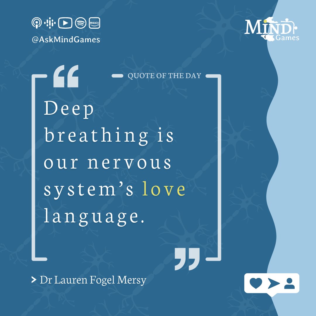 AskMindGames's tweet photo. Deep breathing is our nervous system’s love language. – @drlaurenfogelmersy

#MindMonday ⠀

#mindgamespodcast #mentalhealth #healing #happiness #positivity #positivevibes #mindset #therapy #meditation #mentalillness #psychology https://t.co/UORyqBNSN3