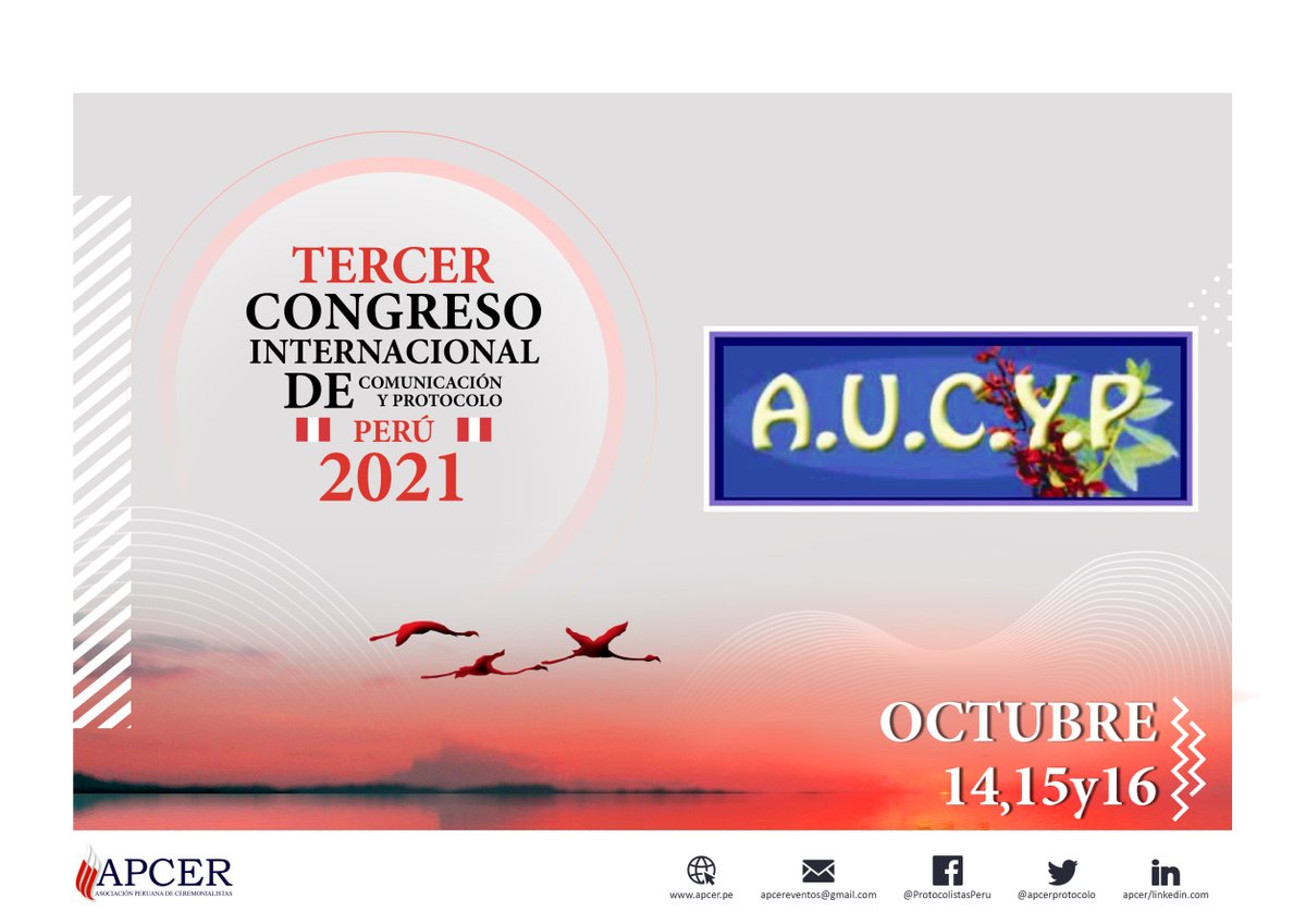 apcerprotocolo's tweet photo. Damos la bienvenida a la Asociación Uruguaya de Ceremonial y Protocolo - AUCYP como organización colaboradora del Tercer Congreso Internacional de Comunicación y Protocolo 2021
#CICYP2021 #AUCYP #protocolo #comunicacion #ceremonial #eventos #RRSS #RRPP #turismo #Perú https://t.co/sw696ZGhDO