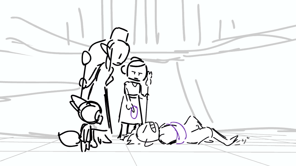 Some rough boards from Eclipse Lake! (Clean ups were done by the rest of our awesome team. This was also our first full episode during WFH and I remember my lovely director Bridget helped out with a lot of these scenes.) (1/3)