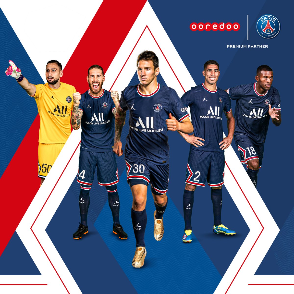 Welcome Leo #Messi, <a href="/gigiodonna1/">Gigio Donnarumma</a>, <a href="/SergioRamos/">Sergio Ramos</a>, <a href="/AchrafHakimi/">Achraf Hakimi</a> and <a href="/GWijnaldum/">Gini Wijnaldum</a> to the <a href="/PSG_inside/">Paris Saint-Germain</a>  family.
#PSGxMESSI #Ooredoo