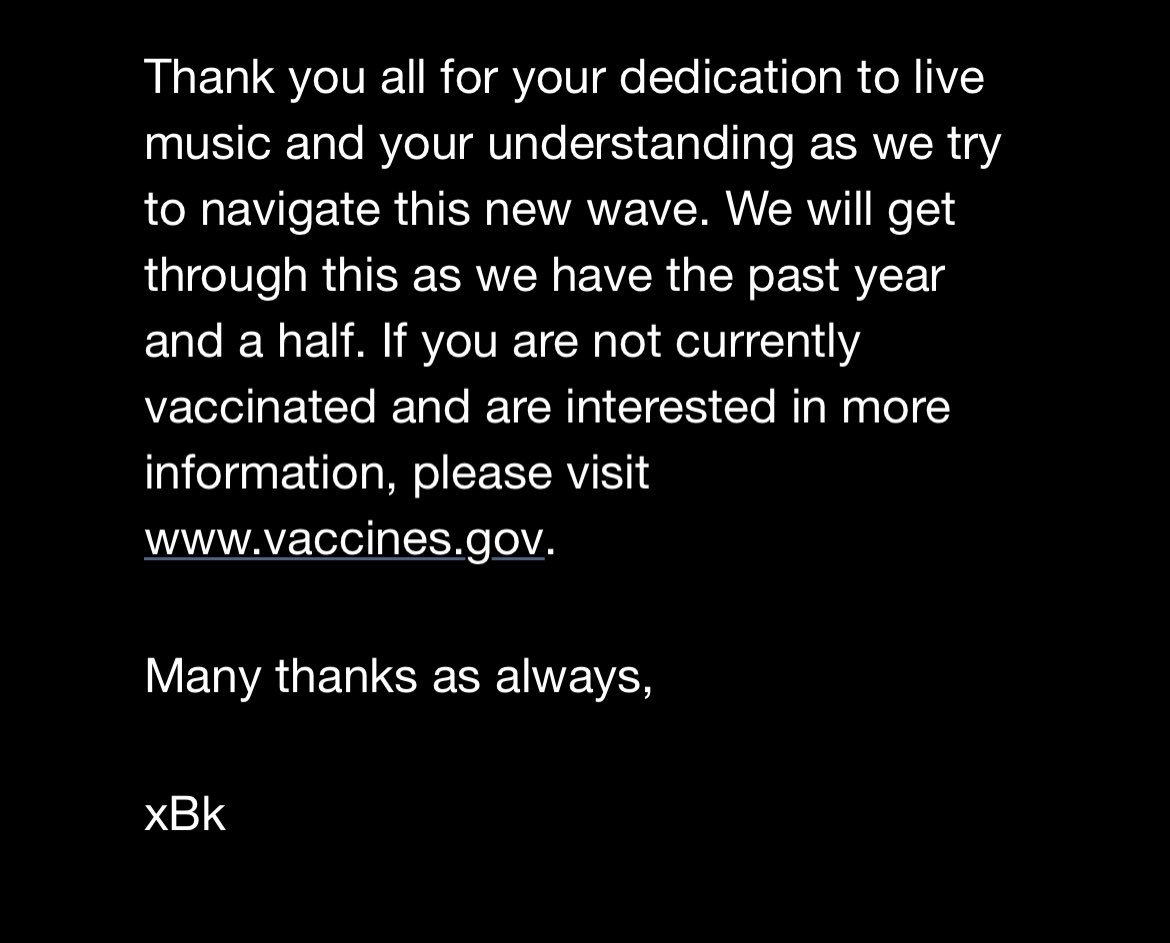An update from <a href="/xBklive/">xBk Live</a> in regards to future shows &amp; “The Plan” EP release show 8-28. Thanks to the venue for their continued support of the music community &amp; thoughtfulness towards the safety of the performing artists &amp; audiences. 😷