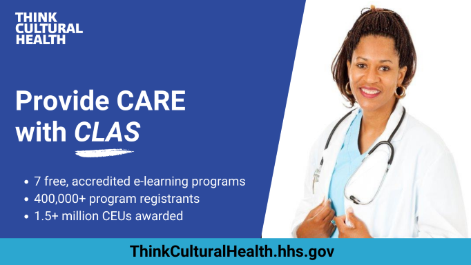 MinorityHealth's tweet photo. One way organizations can start promoting culturally and linguistically appropriate services (CLAS) is by identifying and designating CLAS champions who share educational resources about CLAS. Learn more #CLASStandards strategies at https://t.co/4kMWL38fam. #ThinkCulturalHealth https://t.co/O2EoCUavsf