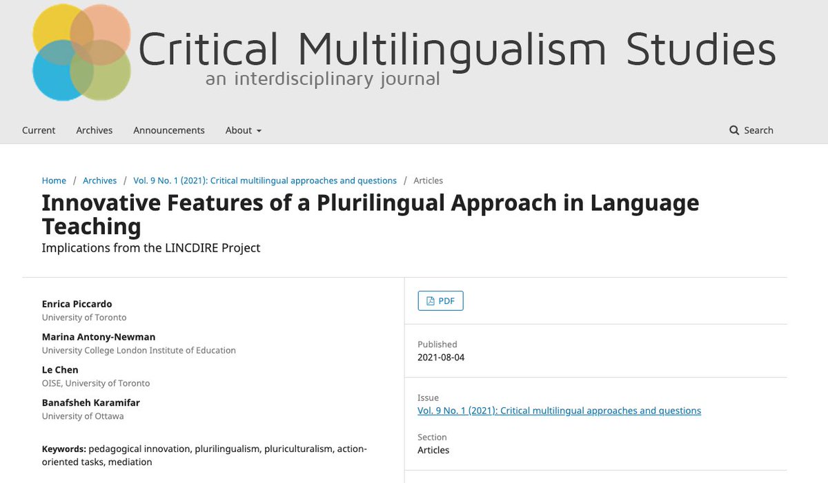 marinantonynewm's tweet photo. Happy to share our article Innovative Features of a Plurilingual Approach in Language Teaching with @EnricaPiccardo Le Chen @banffi777 in the special issue of @Journal_CMS  https://t.co/dx9BBBC4IO @PlurilingualLab @professorliwei1 @CERLLOISE @CcmSeminars @UCLAppliedLing https://t.co/EMbopPm17a