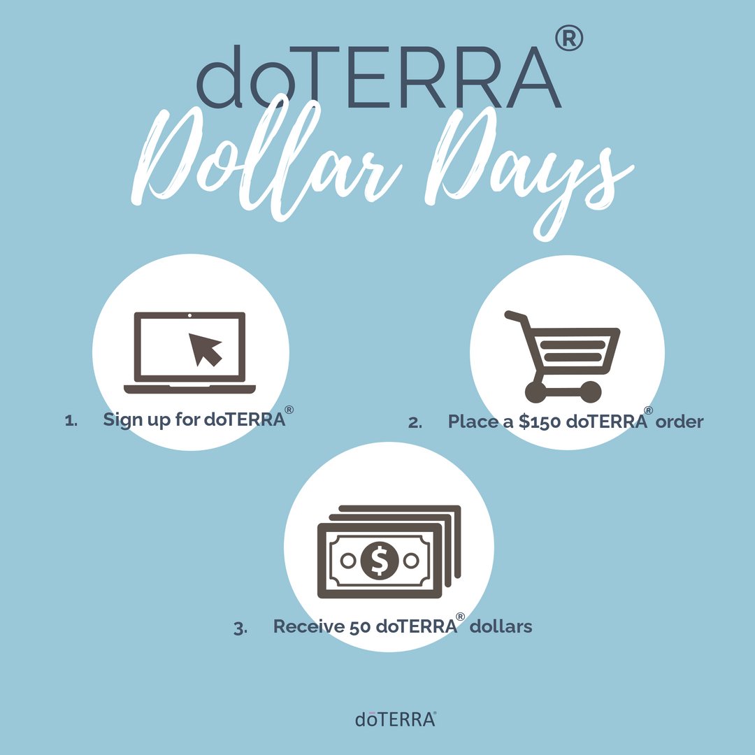 LovingHandsPHX's tweet photo. doTERRA® Dollar Days has been extended through August! When you join doTERRA, you will receive 50 free doTERRA dollars to spend!  Let's chat about which kit to get you started. https://t.co/M1OF60r3zB