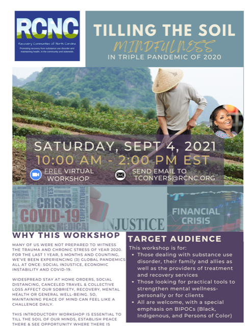 RCNC_RCO's tweet photo. Many of us were not prepared for the stress and trauma of 2020. The past year brought not only a global pandemic but also social injustice and economic instability. This free workshop on September 4th is essential in learning how to establish peace during this difficult time. https://t.co/ZXh1QbSzjW