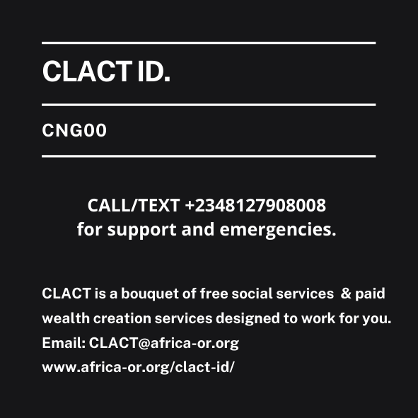 Oldpinefoundatn's tweet photo. #RETWEET 
#CLACT ID is free for 18year old and below.This private social iD connects you with social services that may be unreachable or not easily accessible. Shoots up your credit score and open doors to you. Mail clact@africa-or.org to get your ID now!#Africa #African #world https://t.co/ZC2poO8wKf