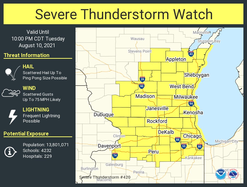A severe thunderstorm watch has been issued for parts of Illinois and ...